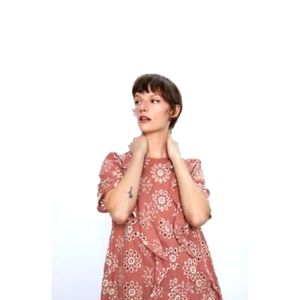 Zara Perforated Marsala Dress with Embroidery NWT Sz Small